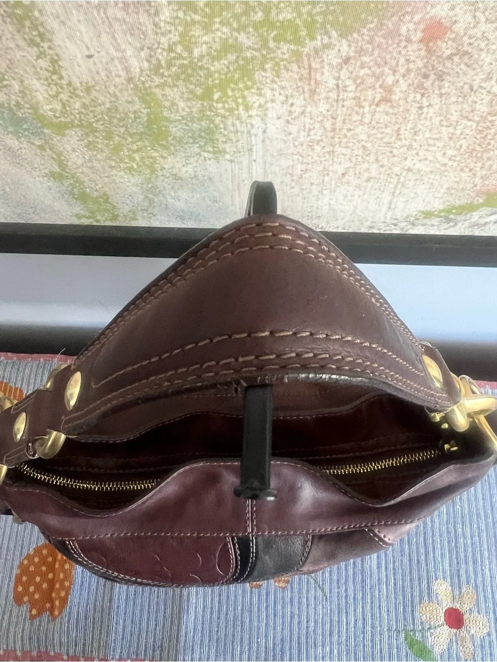 Coach Zoe Patchwork Brown Metallic Hobo Bag